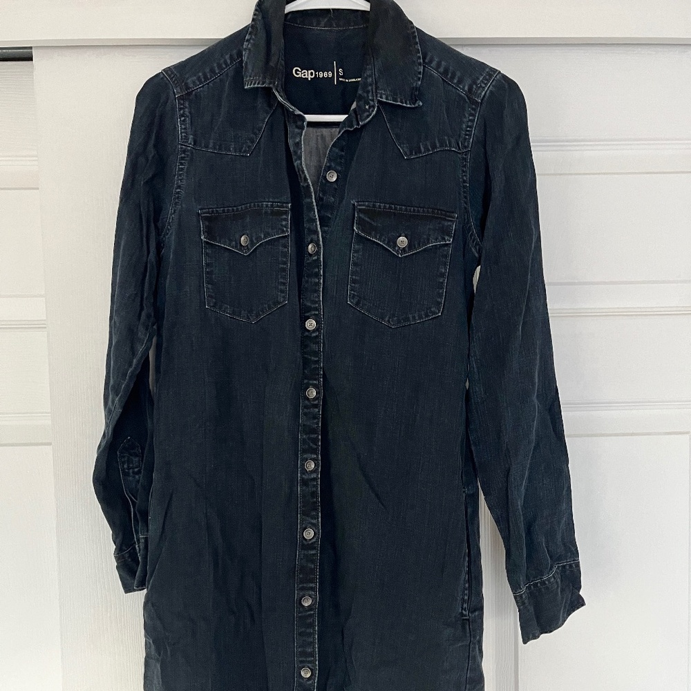 GAP Denim Shirtdress, Dark Indigo, Size
